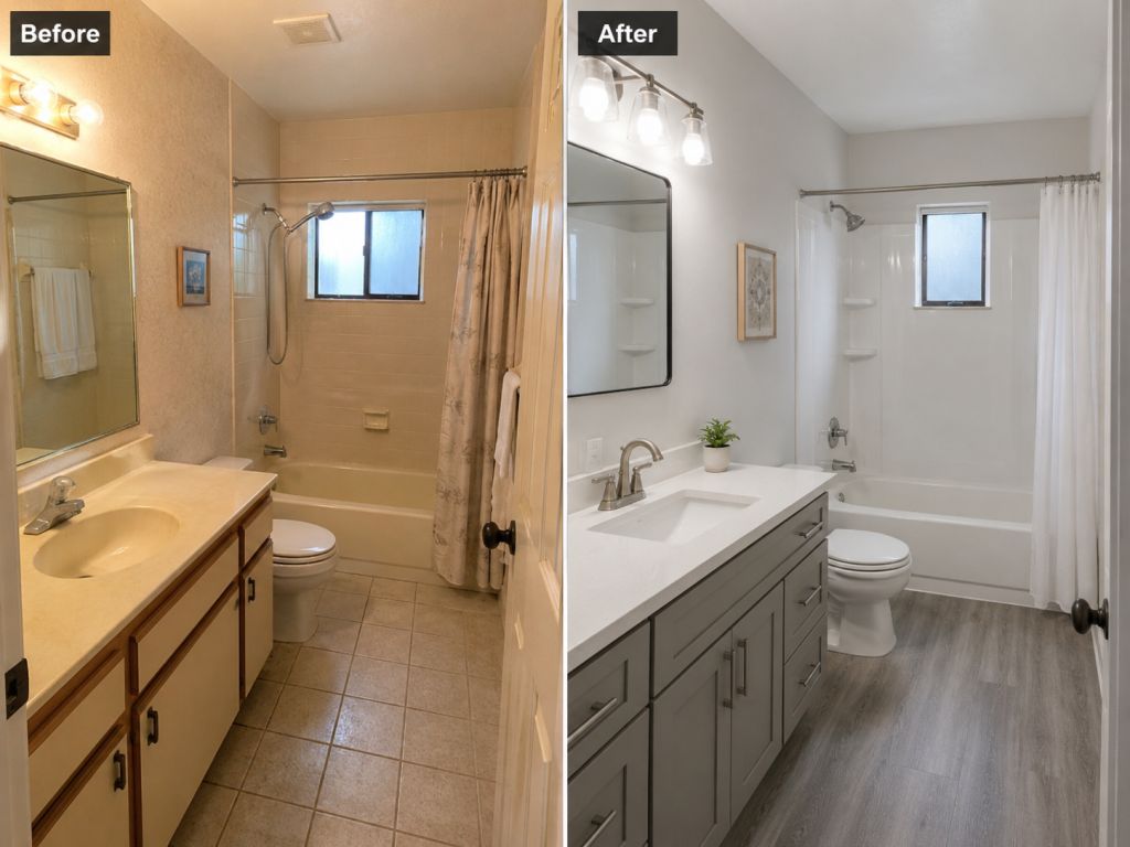 Before and after bathroom remodel in Fort Lauderdale Florida