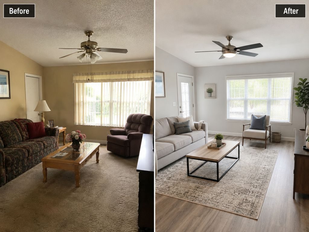Before and after bathroom remodel project in Sunrise Florida