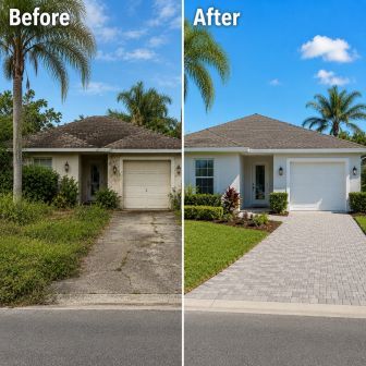 Before and after exterior rehab completed in Space Coast Florida