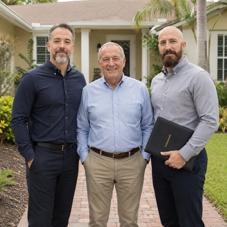 Michael Ligon and David Ligon with a happy homeowner seller