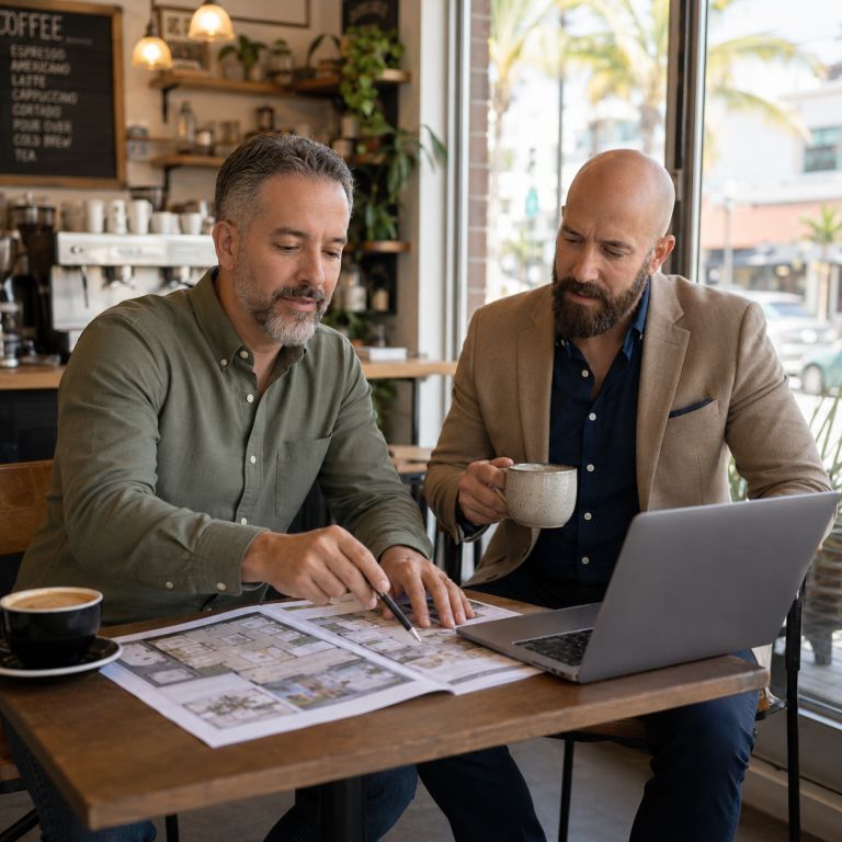 Michael Ligon and David Ligon reviewing Florida home details for a direct cash offer