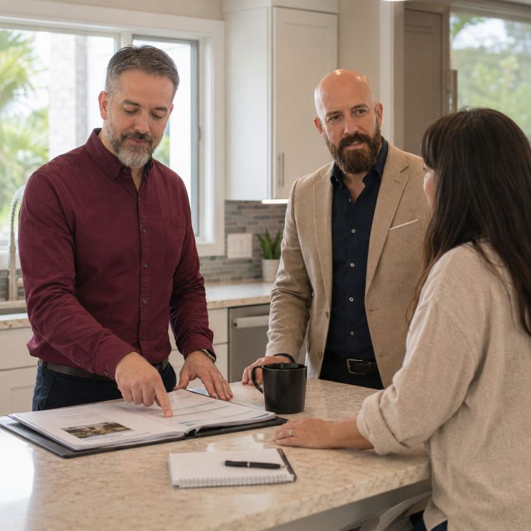 Michael Ligon and David Ligon discussing a direct home purchase with a Florida homeowner